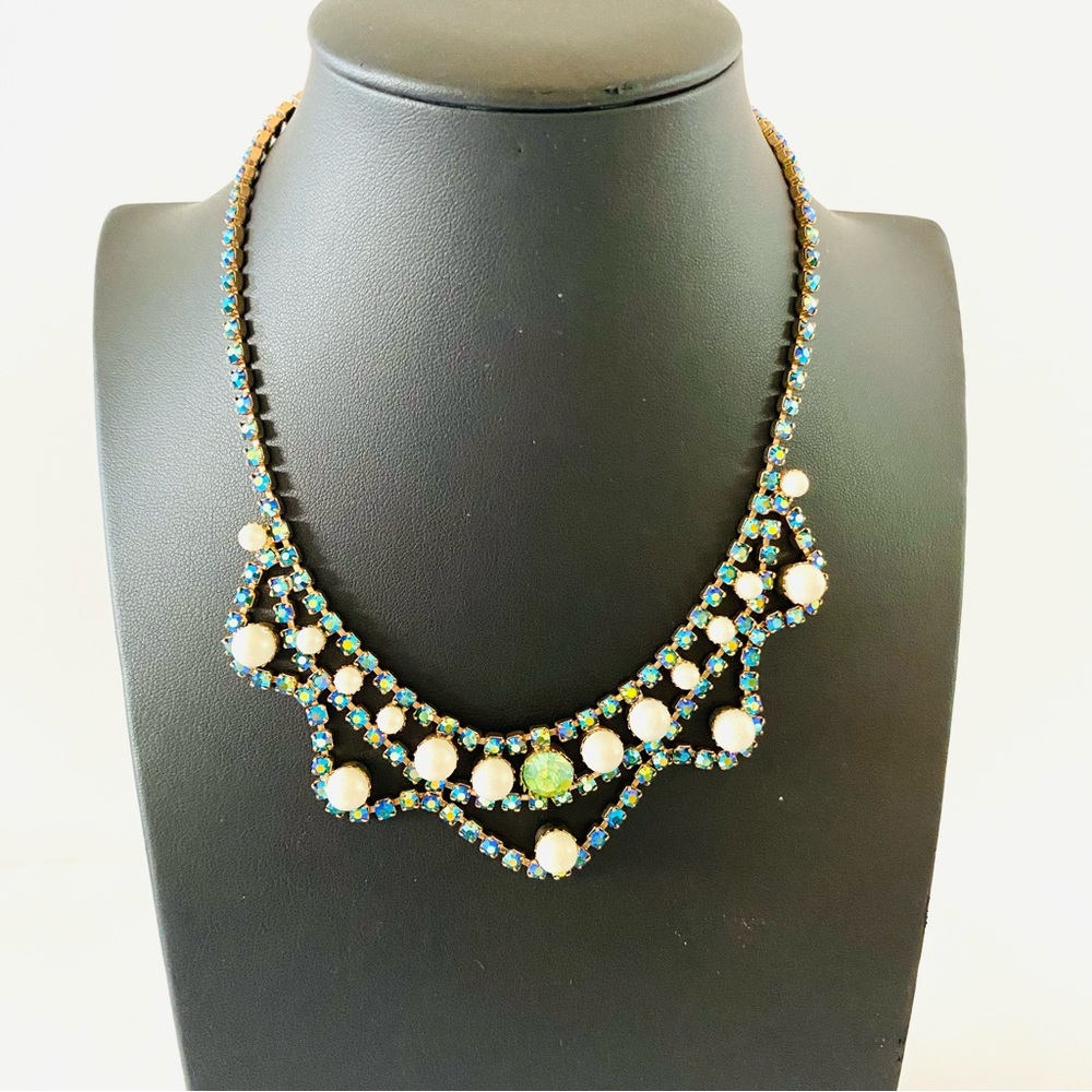 Aurora Borealis Mermaid Blue Color Shifting Stone Necklace.